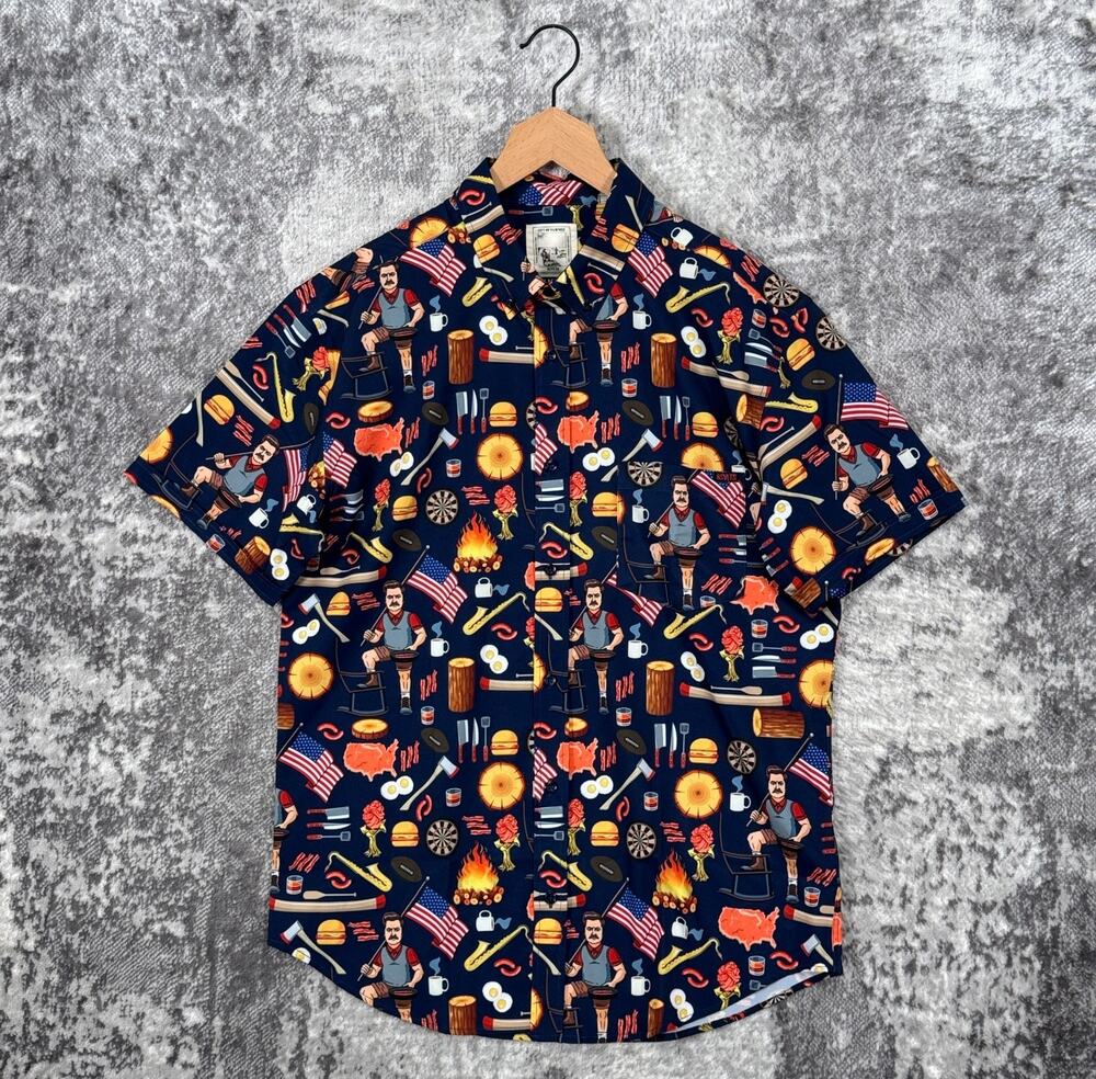 RSVLTS Kunuflex Shirt Large Mens Ron Swansons Shirt Of Greatness Short Sleeve